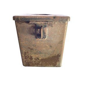 Vintage Piggy Bank Metal Latch Heavy Weight Substantial Military? No Writing GUC